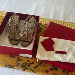 Valentino Rockstud Gladiator Metallic Heels